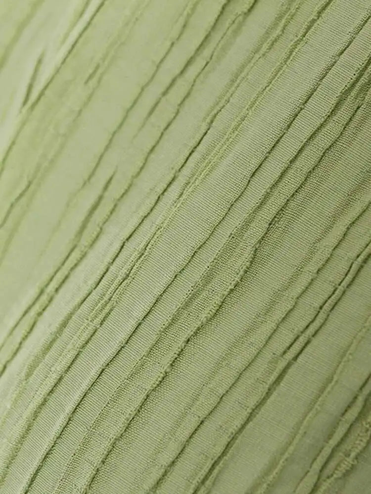 Women Green Waist Knot Cut-out Long Elegant Dress New Round Neck Sleeveless Loose Fit Fashion Spring Summer 2025 17A7128