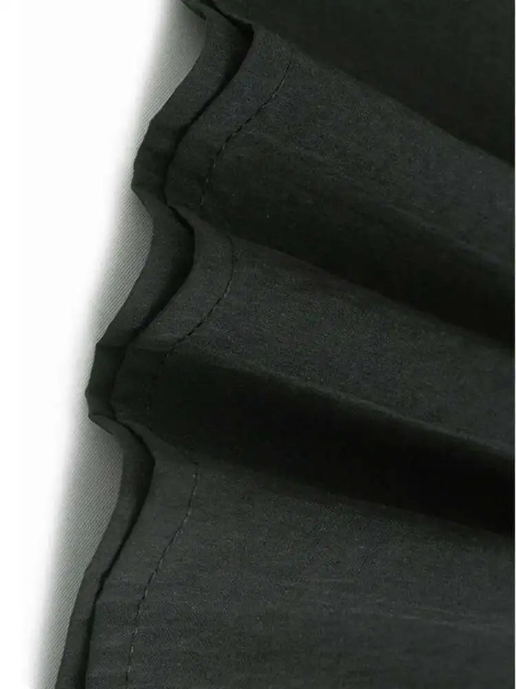 Women Gray Printed Vintage Hem Pleated Big Size Vest Dress New Round Neck Sleeveless Fashion Spring Autumn 2025 1DH9454