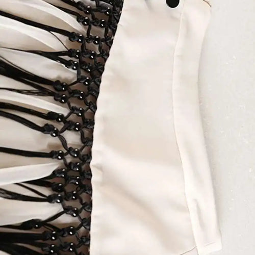 Load image into Gallery viewer, High Waist Apricot Irregular Mesh Long Elegant Tassels Half-body Skirt Women Fashion Tide New Spring Autumn 2025 1DF1950
