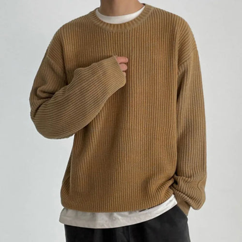 Load image into Gallery viewer, Men&#39;s Sweaters Korean Fashion Round Collar Solid Color Baggy Male Knitting Pullovers Casual Men Wear Spring 9C2829
