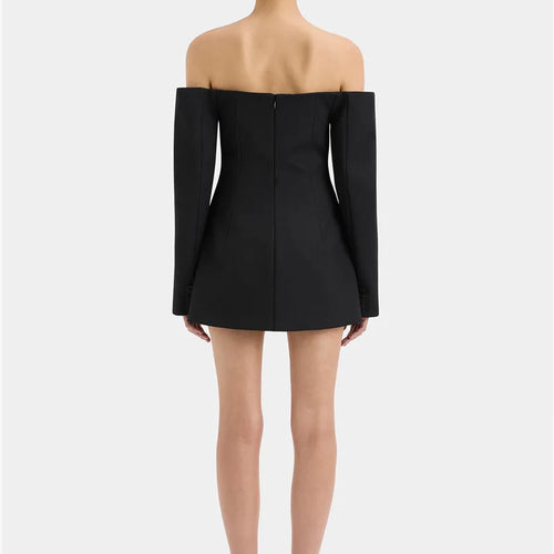 Load image into Gallery viewer, Off-shoulder Strapless Sexy Blazer Dress For Women Fashion Solid Zipper Two Pocket Long Sleeve Backless Mini Dress
