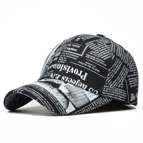 Load image into Gallery viewer, Men&#39;s Hip Hop Hat Newspapers Pattern Women&#39;s Baseball Cap Fashion Novelty Snapback Adjustable Casquette Homme

