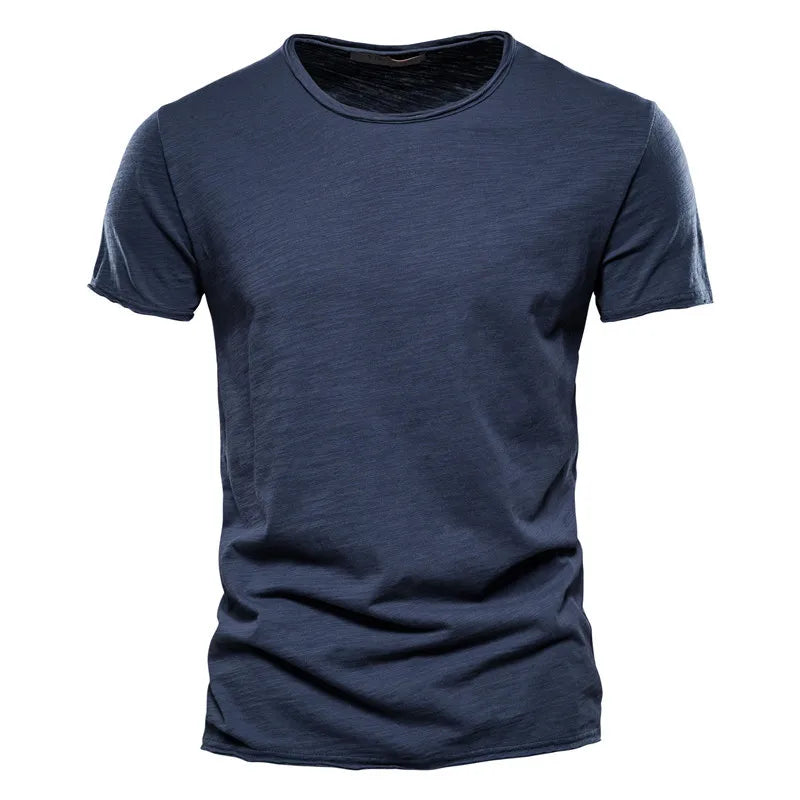 Brand Quality 100% Cotton Men T-shirt V-neck Fashion Design Slim Fit Soild T-shirts Male Tops Tees Short Sleeve T Shirt For Men v2