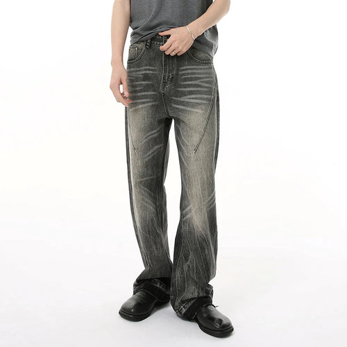 Load image into Gallery viewer, Men's Jeans New Summer American Style Washed Cat Whiskers Design Curved Knife Wide Leg Trendy Casual Male Clothing 9W1687
