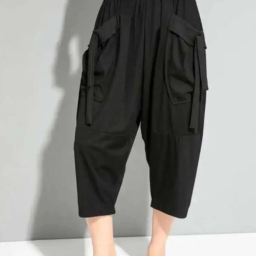 Load image into Gallery viewer, High Elastic Waist Black Pockets Pleated Harem Pants New Loose Fit Trousers Women Fashion Tide Spring Autumn 2025 1DF4720
