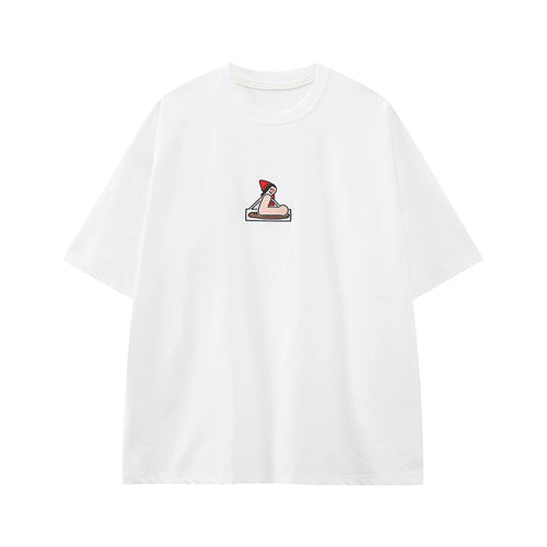 Load image into Gallery viewer, Men's T-shirts Short Sleeve New Korean Cartoon Print Embroidery Design Solid Color Round Neck Casual Trend T-shirt 9W1683
