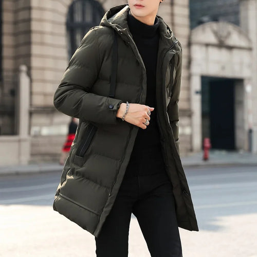 Load image into Gallery viewer, Men Fashion Coat Casual Slim Zipper Jacket Winter Warm Hooded Long Parka Men New Warm Autumn Thick Waterproof Coat Men
