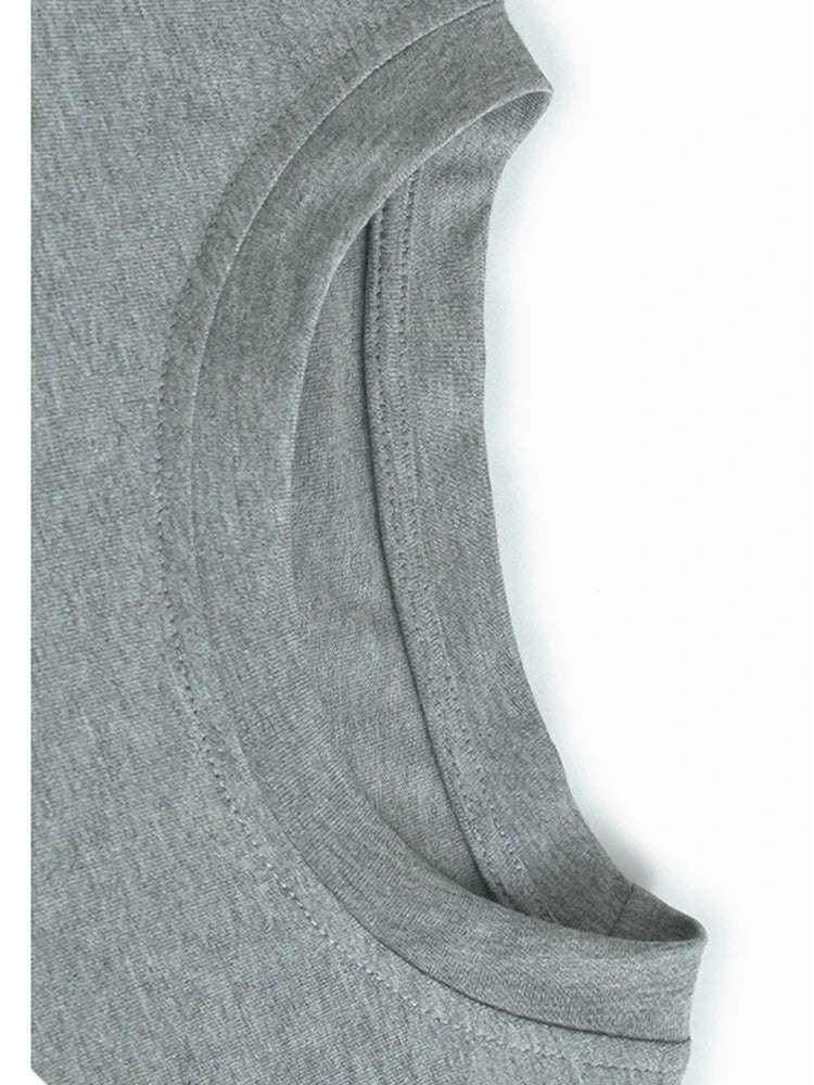 Women Gray Drawstring Pocket Big Size Midi Dress New Round Neck Short Sleeve Fashion Tide Spring Summer 2025 1DJ1193