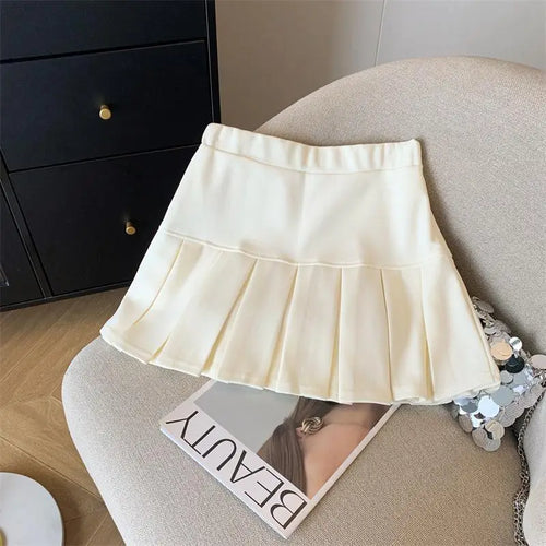 Load image into Gallery viewer, Women Solid College Style High Waist Pleated Short Skirt Spring Summer Casual Versatile A-line Mini Skirt Fashion Simplicity New
