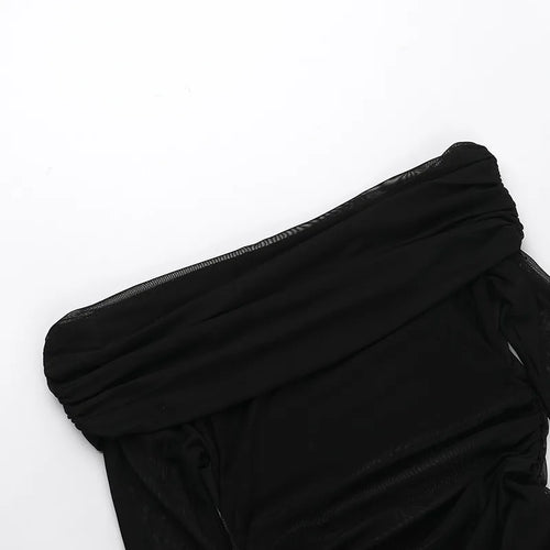 Load image into Gallery viewer, Off-shoulder Mesh See Through Sexy Maxi Dress For Women Elegant Strapless Long Sleeve Backless Bodycon Club Party Dress
