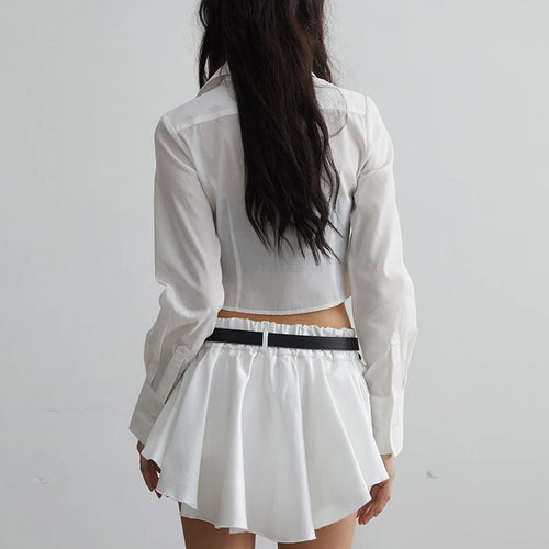 Load image into Gallery viewer, Women White Brief Cotton Elegant Plain Short Blouse New Lapel Long Sleeve Shirt Fashion Tide Spring Autumn 2025 1DH7516
