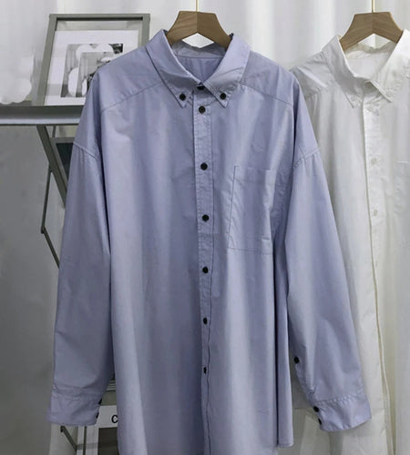 Women Purple Pocket Big Size Long Casual Blouse New Lapel Long Sleeve Shirt Fashion Tide Spring Autumn 2025 1DJ1489