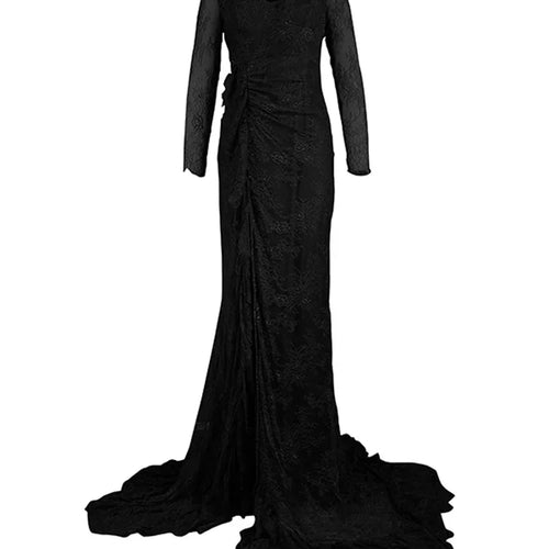 Load image into Gallery viewer, Womens Black Wedding Dresses for Party Evening Formal Bodycon Autumn Floor-Length Elegant Woman Lace Long Dress
