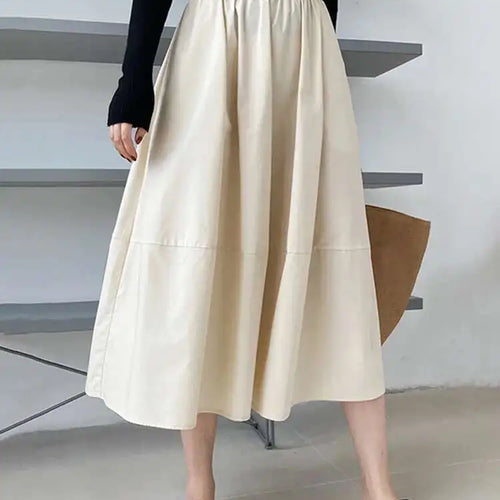 Load image into Gallery viewer, High Elastic Waist Gray Brown Casual A-LINE Midi Half-body Skirt Women Fashion Tide New Spring Autumn 2025 1DE2807
