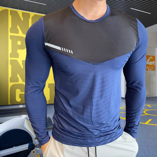 Load image into Gallery viewer, Mens Fitness Running T-shirt Gym Compression Sweatshirt Dry Fit Exercise Sports Tops Breathable Elasticity Rash Guard Clothing
