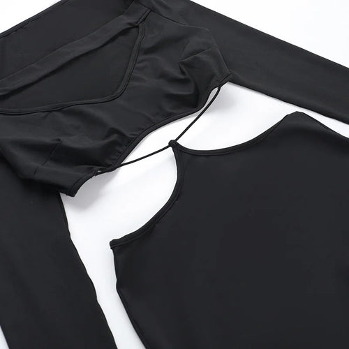 Load image into Gallery viewer, Hollow Out Long Sleeve Sexy Maxi Dress For Women Black Solid Backless Bodycon Club Party Sexy Long Dress Elegant
