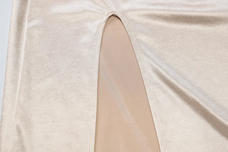 V-neck Sleeveless Neck-mounted Backless Ribbon Thigh Split Maxi Dress Women Elegant Sexy Evening Dress Ladies Outfits