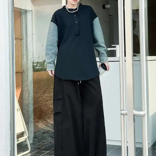 Load image into Gallery viewer, High Elastic Waist Yellow Pocket Drawstring Long Wide Leg Pants New Trousers Women Fashion Tide Spring Autumn 2025 1DH9933
