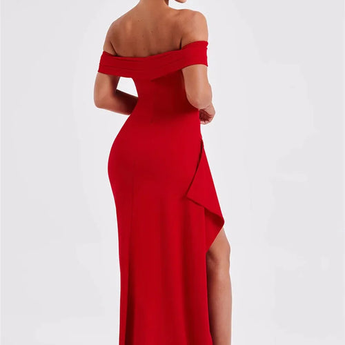Load image into Gallery viewer, Elegant Off-shoulder High Split Maxi Dress Women Fashion Strapless Sleeveless Backless Bodycon Club Party Sexy Dress

