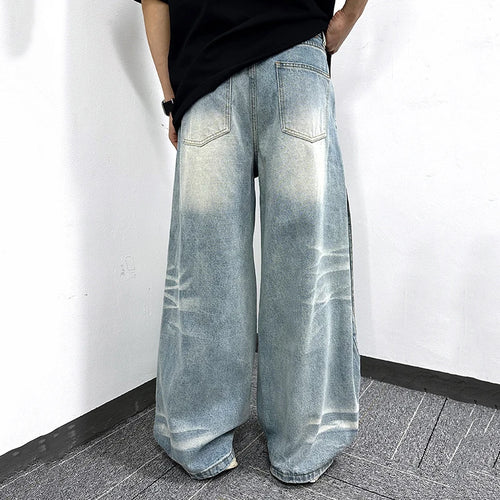 Load image into Gallery viewer, Men's Jeans Summer New American Style High Street Curved Knife Pleated Design Loose Denim Pants Male Trousers 9W1744
