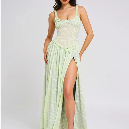 Load image into Gallery viewer, Elegant Sleeveless Lace Patchwork Zipper Split Dress Women Slim Maxi Vesidos Sexy Party Club Evening Dress Holiday 2024
