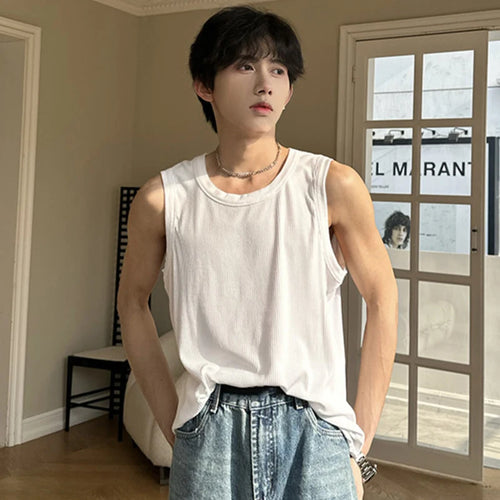 Load image into Gallery viewer, Men&#39;s Vest T-shirt Simple Round Collar Solid Color Male Sleeveless Tops Casual Men Clothing Spring Fashion 9C4912
