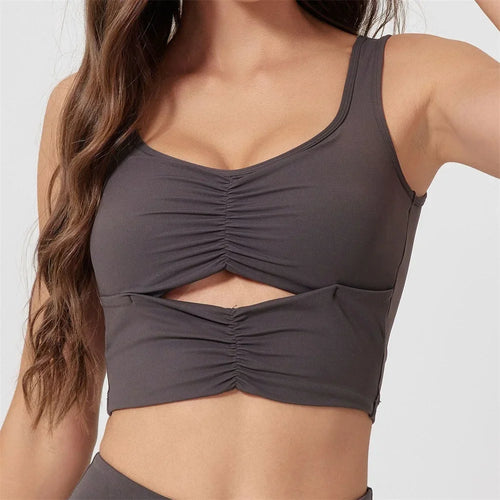 Load image into Gallery viewer, Yoga Sports Bras for Women Slim Fit Square Neck Hollow Out Padded Casual Workout Tank Fitness Crop Top
