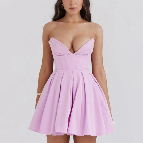 Load image into Gallery viewer, Sexy Strapless Pleated Dress Tight Backless Dress Women Temperament Party Evening Dress Vacation Beachwear Spring 2025
