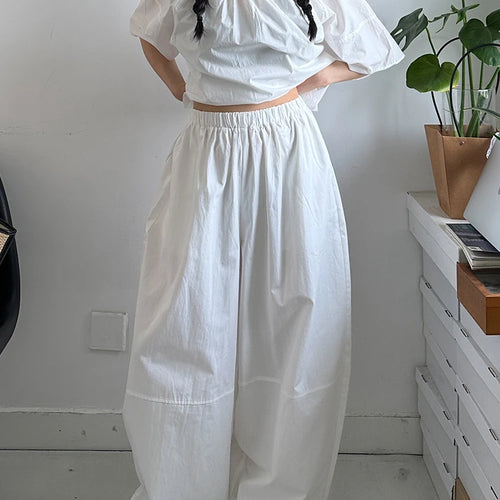 Load image into Gallery viewer, High Elastic Waist White Brief Pocket Wide Leg Casual Pants New Trousers Women Fashion Tide Spring Autumn 2025 1DJ1590
