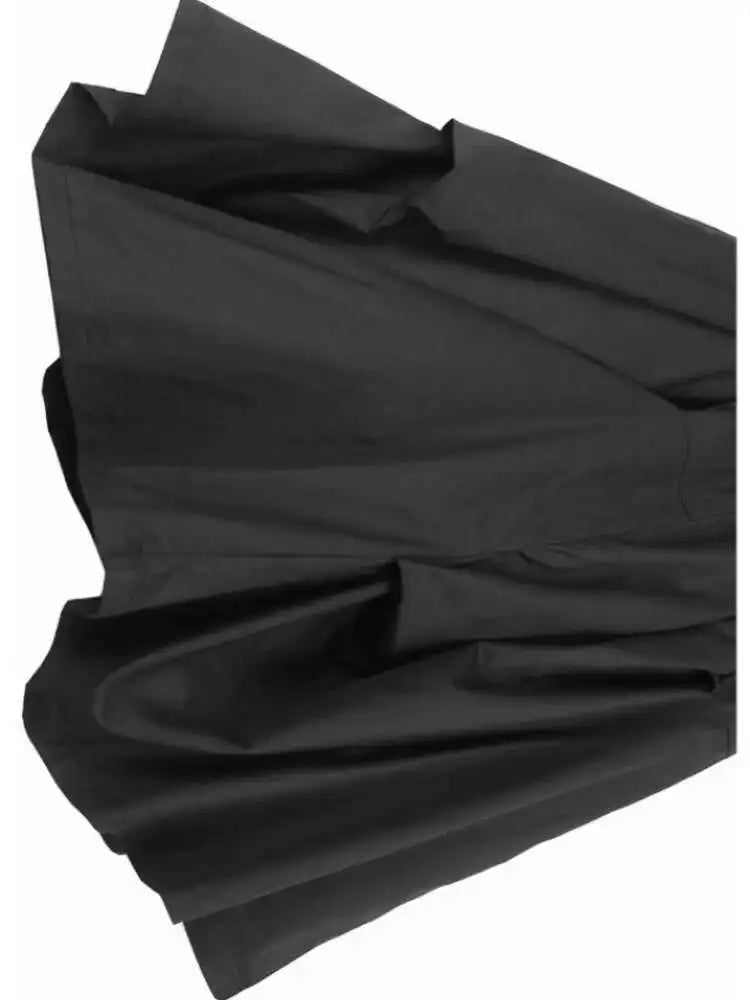 High Elastic Waist Black Irregular Pleated Casual Midi Half-body Skirt Women Fashion Tide New Spring Autumn 2025 1DJ0124