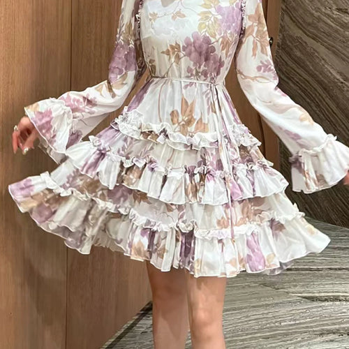 Load image into Gallery viewer, Hit Color Spliced Lace Up Slimming Dresses For Womne O Neck Long Sleeve High Waist Temperament Dress Female Fashion
