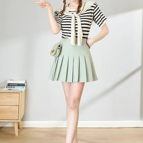 Load image into Gallery viewer, Brown Skirt Ladies 2025 Summer Clothes Women&#39;s High Waist Harajuku Korean Style Black Mini Pleated Skirt For School Girl Uniform
