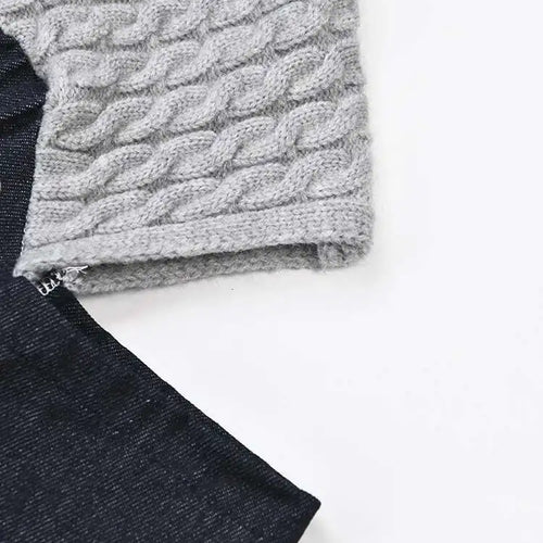 Load image into Gallery viewer, Women Blue Knitting Denim Bandage Elegant T-shirt New Round Neck Long Sleeve Fashion Tide Spring Autumn 2025 1LD0815
