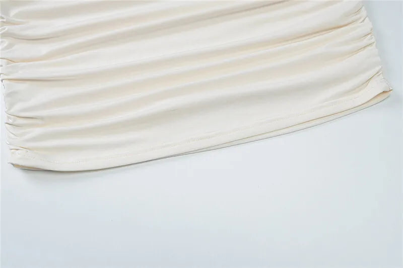 Off-shoulder Long Sleeve Ruched Sexy Mini Dress For Women Fashion Strapless Backless Bodycon Draped Club Dress New