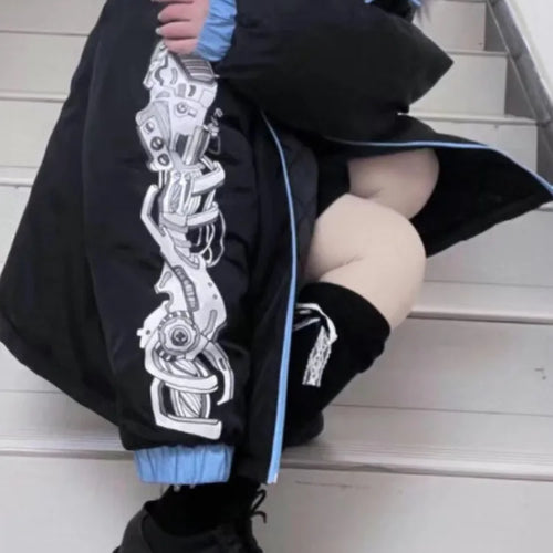 Load image into Gallery viewer, Japanese Kawaii Fashion Jacket Women Y2k Aesthetic Zipper Coat Loose Simple Coats Casual Harajuku Cartoon Skull Print Jackets
