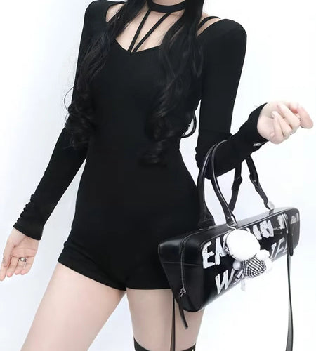 Solid Spliced Lace Up Jumpsuits For Women O Neck Long Sleeveless High Waist Temperament Jumpsuits Female Fashion