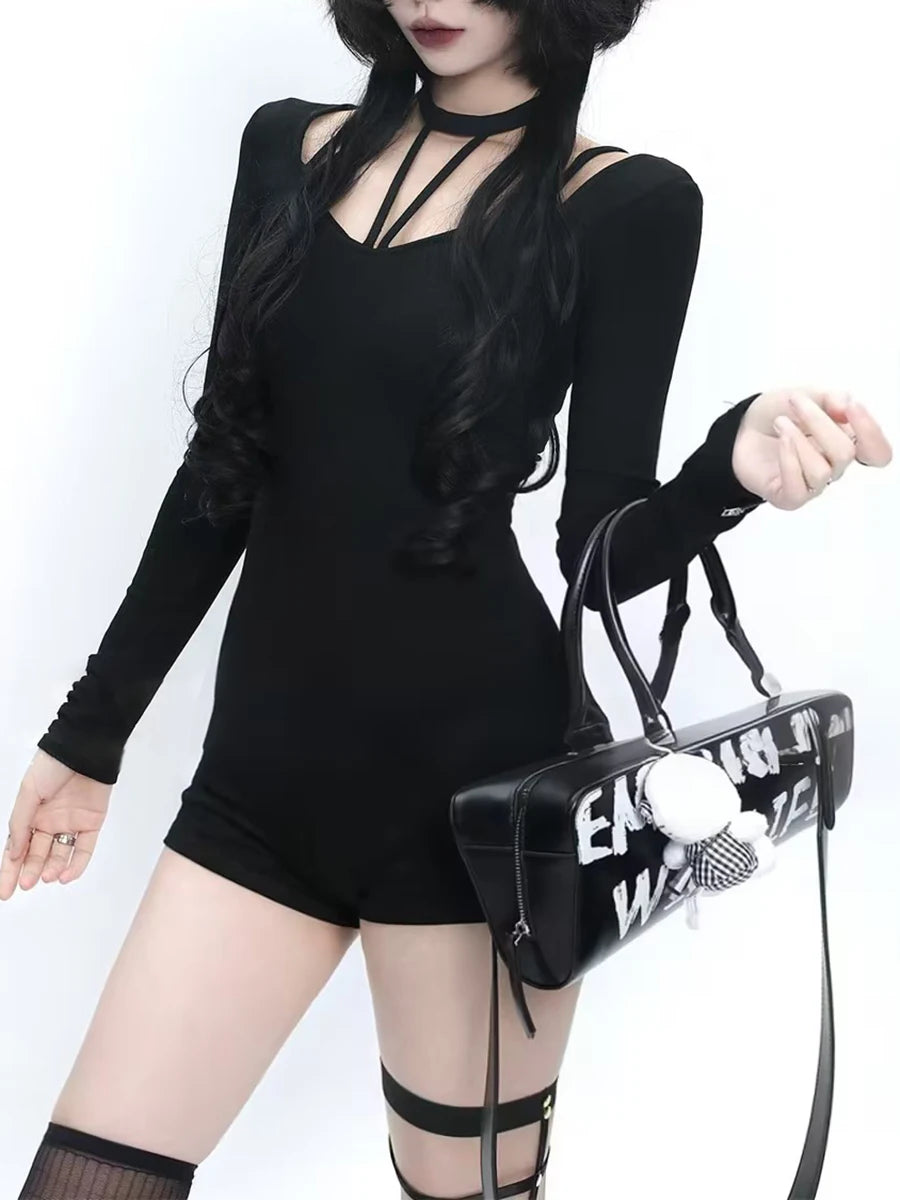 Solid Spliced Lace Up Jumpsuits For Women O Neck Long Sleeveless High Waist Temperament Jumpsuits Female Fashion