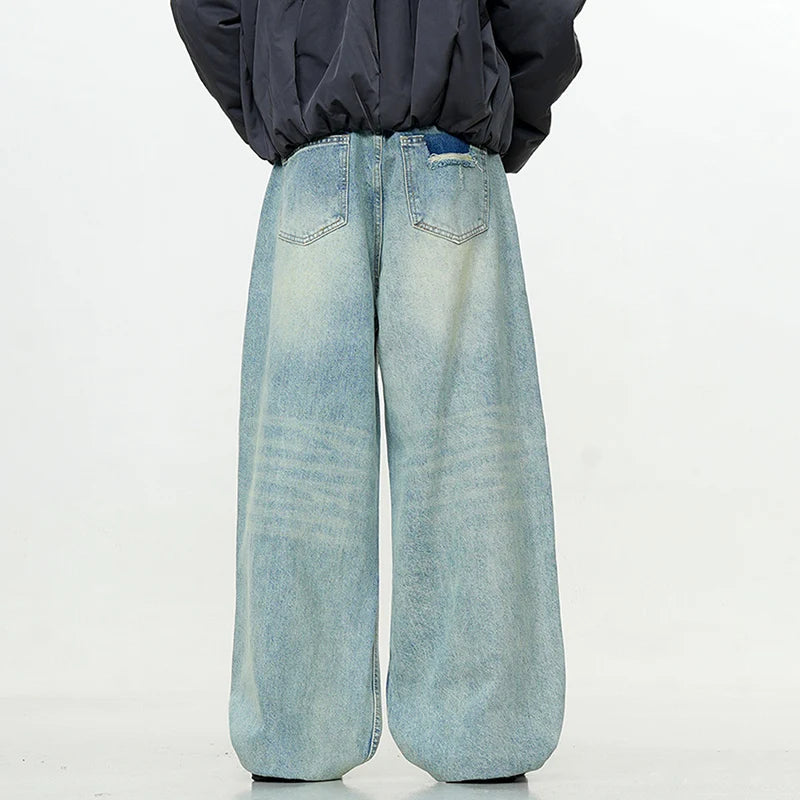 Men's Jeans New American Solid Color Style Cleanfit Loose Straight Wide Leg  Male Denim Pants Trendy Spring 2025 9W1374