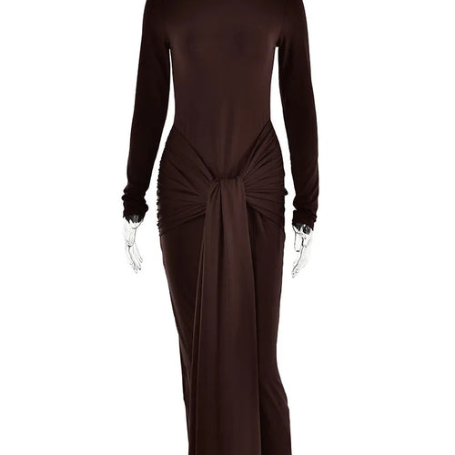 Load image into Gallery viewer, Turtleneck Long Sleeve Maxi Dress For Women Fashion Irregular Bodycon Long Dress Femme Temperament Evening Dress
