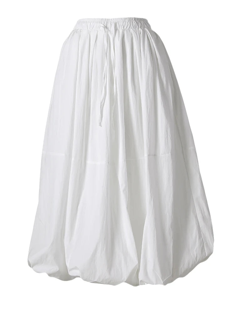 High Elastic Waist White Spliced Brief Casual A-line Half-body Skirt Women Fashion Tide New Spring Autumn 2025 CPG2827