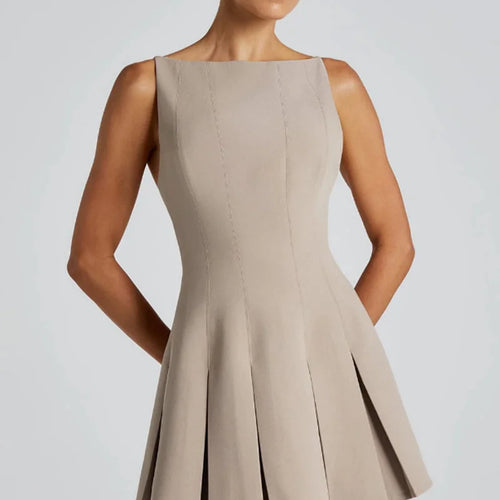 Load image into Gallery viewer, Backless High Waist A-line Sexy Mini Dress Women Robe Spaghetti Strap Sleeveless Pleated Club Party Dress Elegant
