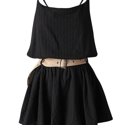 Load image into Gallery viewer, Women White Belted Elegant Spaghetti Strap Mini Dress New Round Neck Sleeveless Fashion Tide Spring Summer 2025 CPG3145
