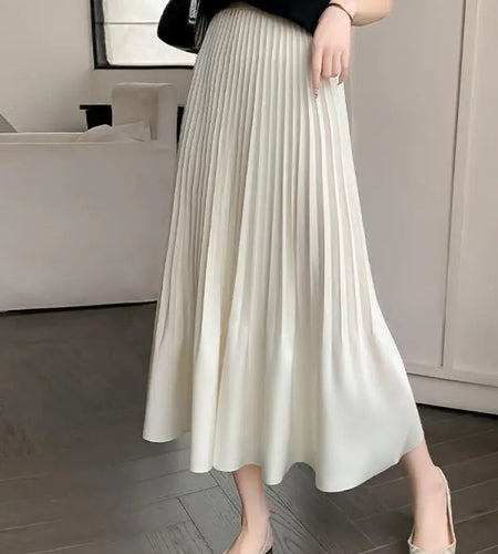 Spring Summer French Fashion Vintage Solid Slim Vacation Long Skirt Women High Waist Elegant Party Pleated Skirt Streetwear Chic