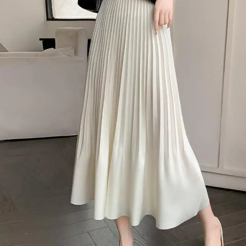 Load image into Gallery viewer, Spring Summer New Women Solid Office Elegant Long Skirt French Fashion High Waist Vacation Pleated Half Skirt Popular Streetwear
