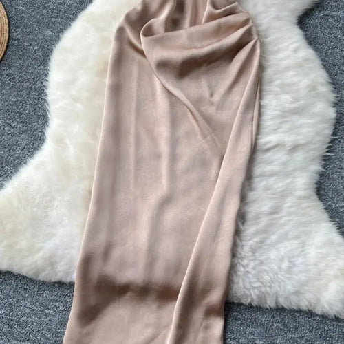 Load image into Gallery viewer, New Summer Women Khaki Sexy Backless Evening Party Halter Lace-up Dress Retro Elegant Sleeveless Slim Prom Pleated Dress Fashion
