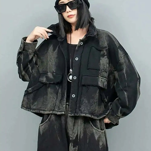 Load image into Gallery viewer, Big Size Casual Jacket Wide Leg Pants Two Piece Suit New Lapel Long Sleeve Women Fashion Tide Spring Autumn 2025 1DH9185
