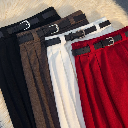 Load image into Gallery viewer, Korean Fashion Vintage Women Solid Elegant High Waist Party Long Skirts 2024 Autumn Winter A-line Pleated Knit Skirt Streetwear
