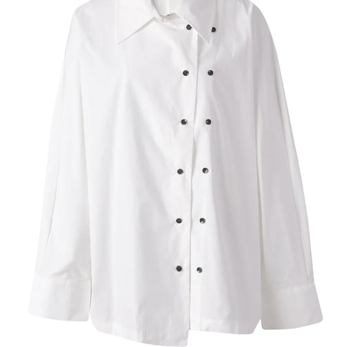 Load image into Gallery viewer, Women Red Irregular Button Big Size Casual Blouse New Lapel Long Sleeve Shirt Fashion Tide Spring Autumn 2025 CPG3125
