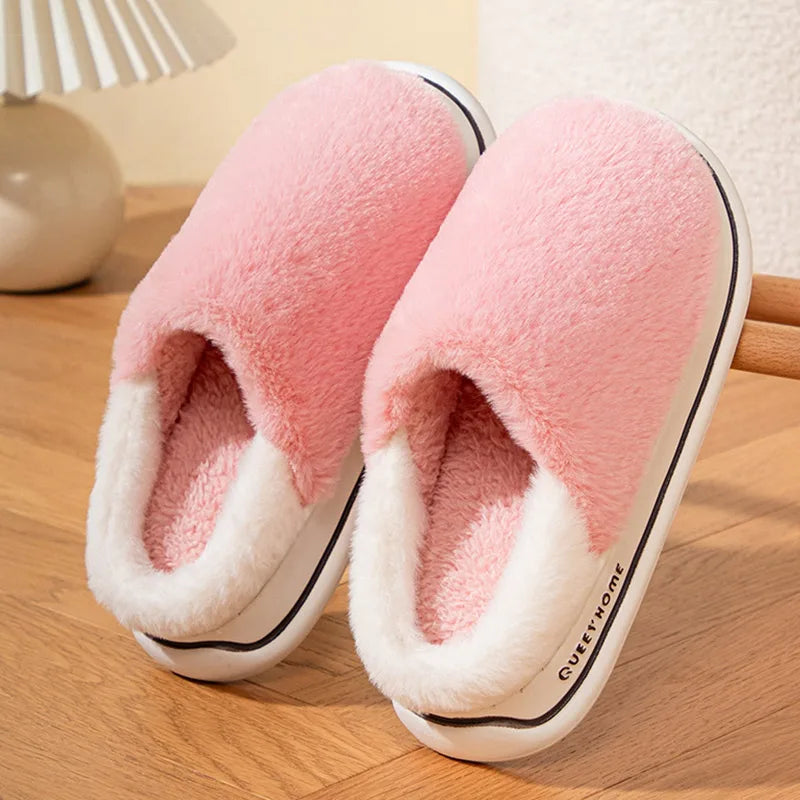 Slippers Woman Mix Color Women's Home Slippers Winter Fuzzy House Shoes For Women Home Slippers Indoor House Pantuflas Mujer