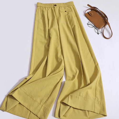 Load image into Gallery viewer, Korean Fashion Women Solid Pleated Pants New High Waisted Casual Wide Leg Trousers Summer Office Lady Clothing 2024 Simplicity
